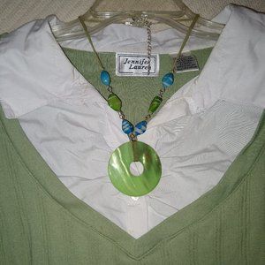Light green faux double layer blouse 3X FREE GIFT with purchase